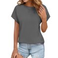 thumbnail image 1 of Yuyuzo Hauts d'Entraînement pour Femmes Manches Courtes Yoga Course T-Shirts Basiques Courts Col Rond Athlétiques Serrés, 1 of 6