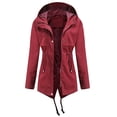 thumbnail image 1 of Women Solid Rain Jacket Outdoor Jackets Waterproof Hooded Raincoat Windproof, 1 of 9