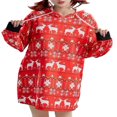 thumbnail image 1 of Robe à Capuche de Noël pour Femmes - avec Imprimé Cerf/neigeur et Manches Longues, 1 of 6