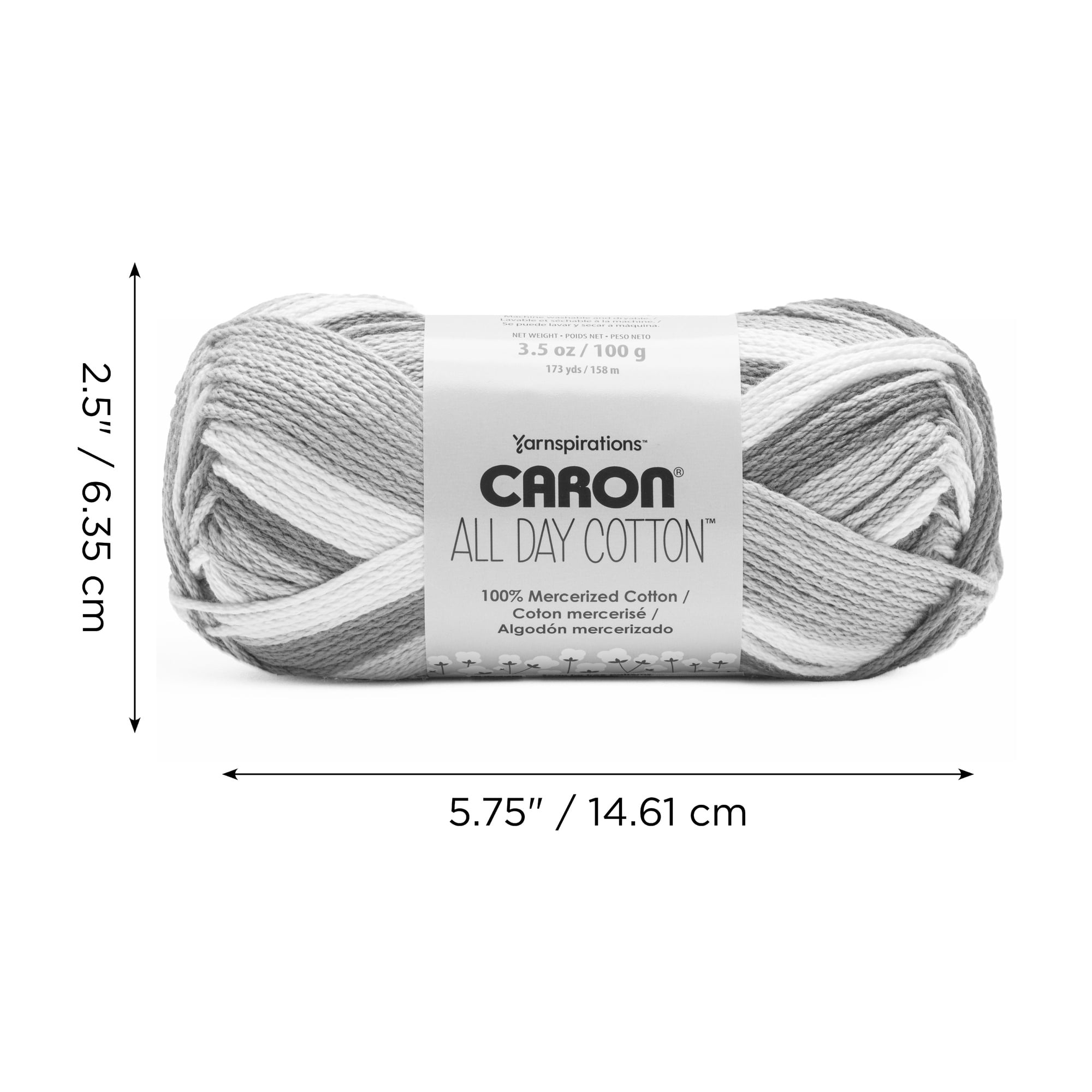 Caron® All Day Cotton™ #4 Worsted (Medium) Cotton Yarn, 3.5oz/100g 173 Yards