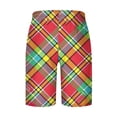 thumbnail image 4 of Diufon Men's Casual Shorts Spring Summer Wide Leg Loose Plaid Printed Elastic Waisted Drawstring Sport Shorts, 4 of 4