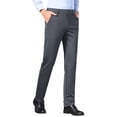 thumbnail image 2 of Chbgutlmr Dress Pants for Men Button High Waist Solid Color Suit Pants Formal Work Office Trousers Pockets, 2 of 4