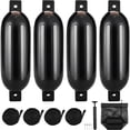 thumbnail image 1 of VEVOR Boat Fenders, 5.5" x 20" Boat Bumpers for Docking, Inflatable Ribbed Fender with Center Holes, Marine Boat Dock Fender Bumper with Air Pump, 4 Needles and 4 Ropes and Storage Bag, Black, 1 of 9