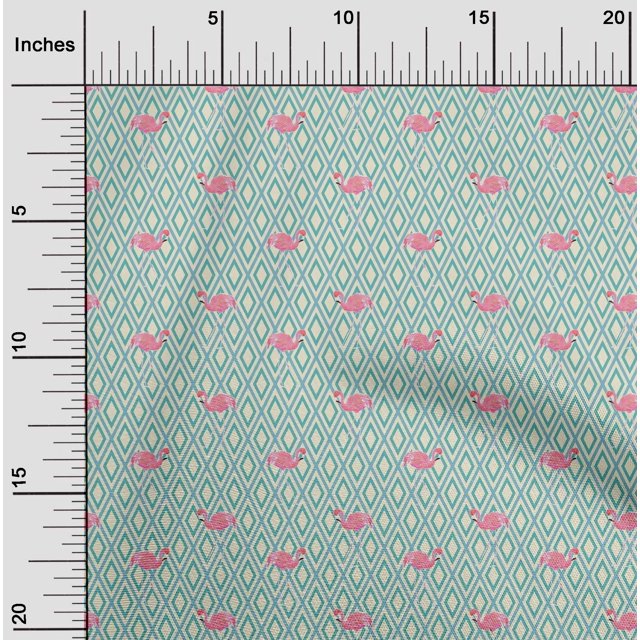 oneOone Polyester Lycra Fabric Geometric & Flamingo Bird Print Fabric BTY 56 Inch Wide