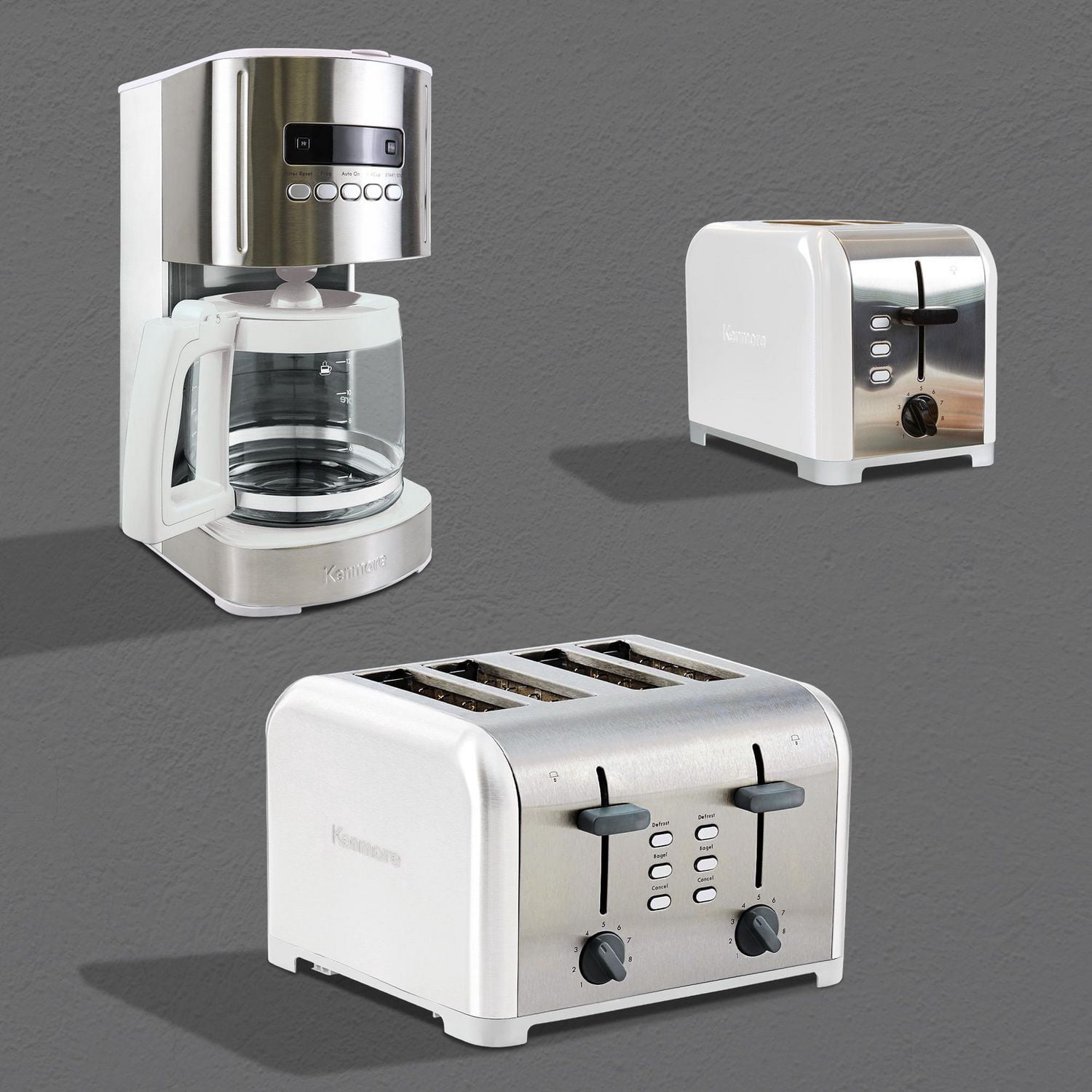 Kenmore Grille-pain 2 tranches en acier inoxydable, commandes doubles, fentes extra larges, 9 niveaux de brunissage, pour toasts, bagels et muffins anglais
