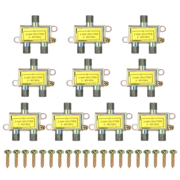 Uxcell 10 Pcs Répartiteur de Câble Coaxial à 2 Voies, Connecteur de Type F 5-900 MHz Répartiteur de Signal à Faible Perte pour Antenne Satellite TV Modem Cinéma Maison HDTV CATV, Multicolore