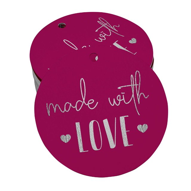 Inkdotpot Real Silver Foil Made With Love Text Tags Favor Hang Paper Tags 100 Pieces