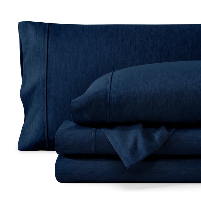 Bare Home Premium 1800 Collection 4-Piece Bed Sheet Set, Full-XL, Heathered Dark Blue
