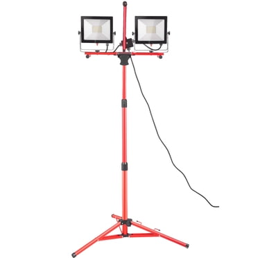 VEVOR Lampe de Travail à DEL avec Support, Lampe de Travail à DEL à Double Tête de 10000 Lumens avec Trépied Réglable et Pliable de 27,6 Pouces-68,1 Pouces, Lampe de Travail à Trépied à DEL Étanche IP65, avec Température de Couleur de 5000 Kelvin