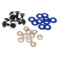 thumbnail image 1 of 10 Pcs Yeux 24 mm Yeux d'Artisanat Yeux Ronds pour Poupée avec Paillettes Non-Tissés et Rondelles pour Poupée Ours en Peluche, Marionnette Animale - Bleu Foncé, 1 of 8