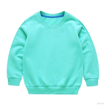 BLVB Unisex Kids Solid Color Cotton Thin Pullover Sweatshirt T-Shirt Toddler Baby Boy Girl Crewneck Long Sleeve Tops Blouse