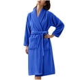 thumbnail image 2 of Soki Premium Womens Plush Soft Robe Fluffy, Warm, Fleece Sherpa Shaggy Bathrobe Blue L, 2 of 3