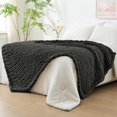 thumbnail image 1 of Chunky Knit Blanket Throw x Hand Knitted Chenille Throw Blanket Small Soft Thick Yarn Cable Knit Blanket Cute Rope Knot Crochet Throw Blankets for Couch Bed Sofa (Light ), 1 of 8