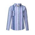 thumbnail image 4 of Cameland Blouses Mode pour Femmes Col en V Rayé Manches Retroussables avec Poche Chemise Ample, 4 of 6