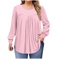 thumbnail image 1 of Lmnyox Hauts Grande Taille pour Femmes, Manches Longues Surdimensionnées, Col Rond, Chemises Plissées, Blouses Décontractées Mode, 1 of 6