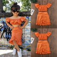 thumbnail image 4 of Newborn Baby Girls Off Shoulder Crop Tops+Skirt Outfits Clothes Set, 4 of 5