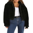 thumbnail image 3 of Manteaux Épais et Chauds pour Femmes à Manches Longues en Molleton Duveteux, Fermeture Éclair, Col Replié, Veste Courte, 3 of 9