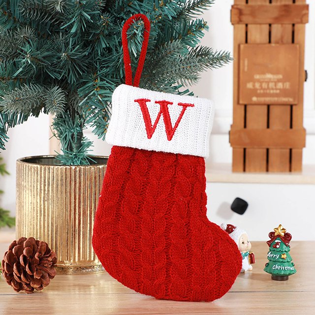 Christmas Decorations Outdoor Indoor,Christmas Decorations For Home,Cute Letters Christmas Stocking Decoration Christmas Tree Pendant Christmas Style Wool Knitted Socks Decoration Props