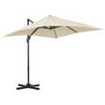 thumbnail image 1 of Outsunny 8'x8' Square Patio Hanging Offset Umbrella w/ Cross Base Cream, 1 of 9