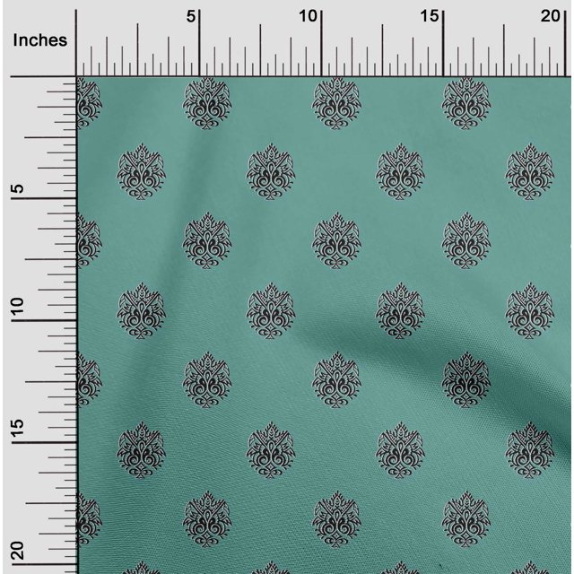 oneOone Polyester Lycra Fabric Floral Block Printed Fabric 1 Yard 56 Inch Wide