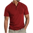 thumbnail image 2 of FAIWAD Men's Short Sleeve Shirts Button Casual Slim Mock Neck Basic Tees Summer Solid Color Workout Tops, 2 of 8