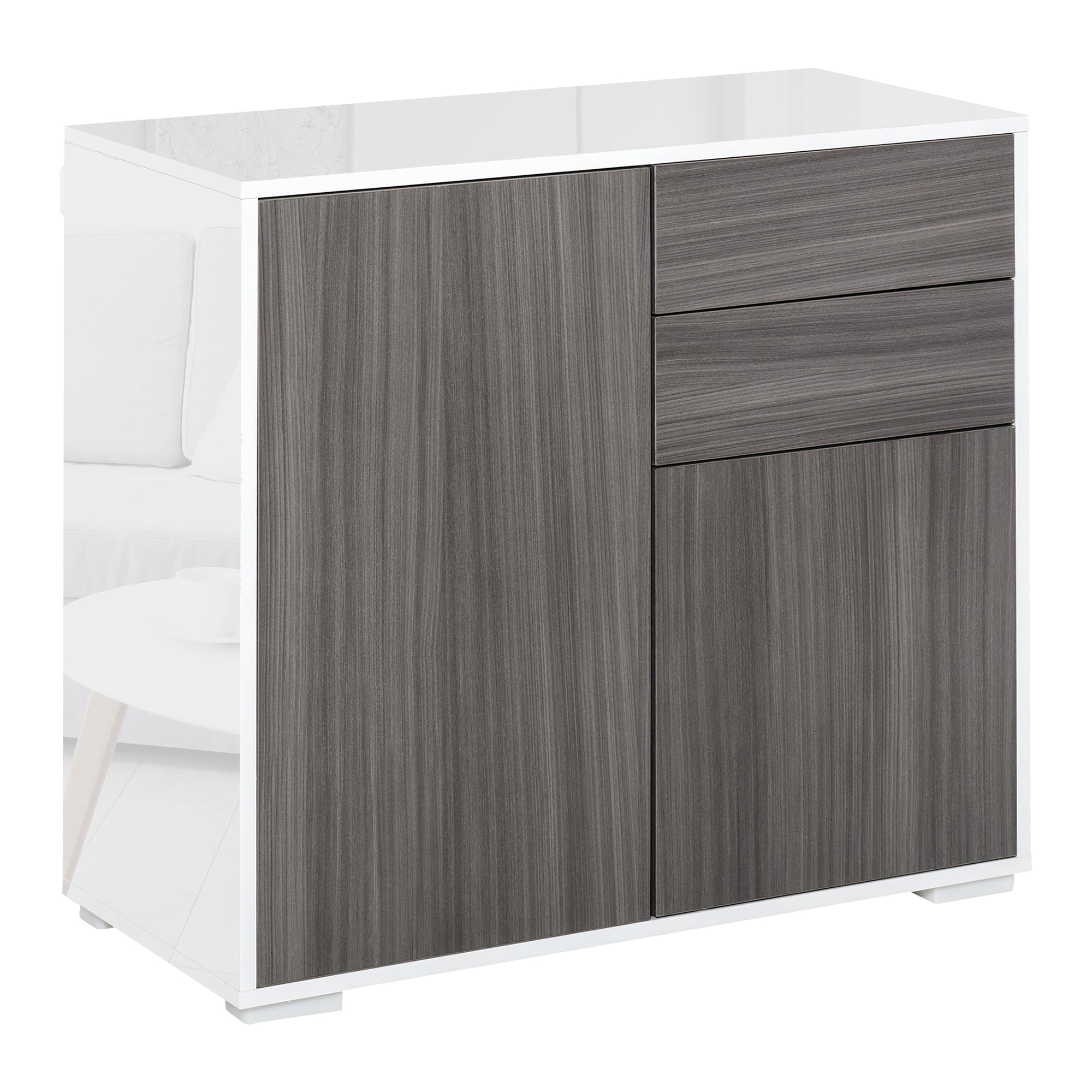 HOMCOM High Gloss Buffet Sideboard with Drawers Kitchen Storage Cabinet