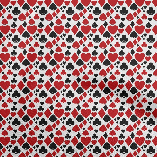 oneOone Rayon Red Fabric Poker Card Fabric For Sewing Printed Craft Fabric By The Yard 56 Inch Wide
