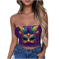 thumbnail image 2 of TIMIFIS Mardi Gras Femmes Bustier Tube Court Hauts Grande Taille Mode Carnaval Imprimé Sans Manches Fête des Fêtes Hauts, 2 of 4