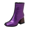 thumbnail image 2 of Cameland Large Women's Punk High Heel Rectangle Toe Thick Heel Zipper Contrast Mart Short Boots, 2 of 4