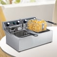 thumbnail image 3 of Ourlova 6/10/12L Commercial Electric Deep Fryer Dual Tank w/Basket & Lid Countertop Stainless Steel Deep Fryer for Large Tank French Fries Onion Rings, 3 of 6