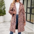 thumbnail image 2 of Penkiiy Womens Leopard Print Fleece Coat, Spring and Winter Fashion Fuzzy Jacket Faux Fur Fluffy Cardigan 2XL Pink, 2 of 9