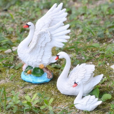 Swan Décor de Jardin, 3 Pcs Décor de Cour de Jardin en Résine Swan, Figurine Swan, Performance Puissante