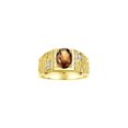 thumbnail image 1 of RYLOS Men's Rings 14K Yellow Gold Designer Nugget Ring Oval 9X7MM Gemstone & Diamonds  Smoky Quartz June Birthstone Rings For Man Size 10, 1 of 7