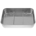 thumbnail image 1 of 1 Ensemble de Plaque de Cuisson en Acier Inoxydable avec Grille Plateau Pratique Plat de Cuisson (Argent), 1 of 9