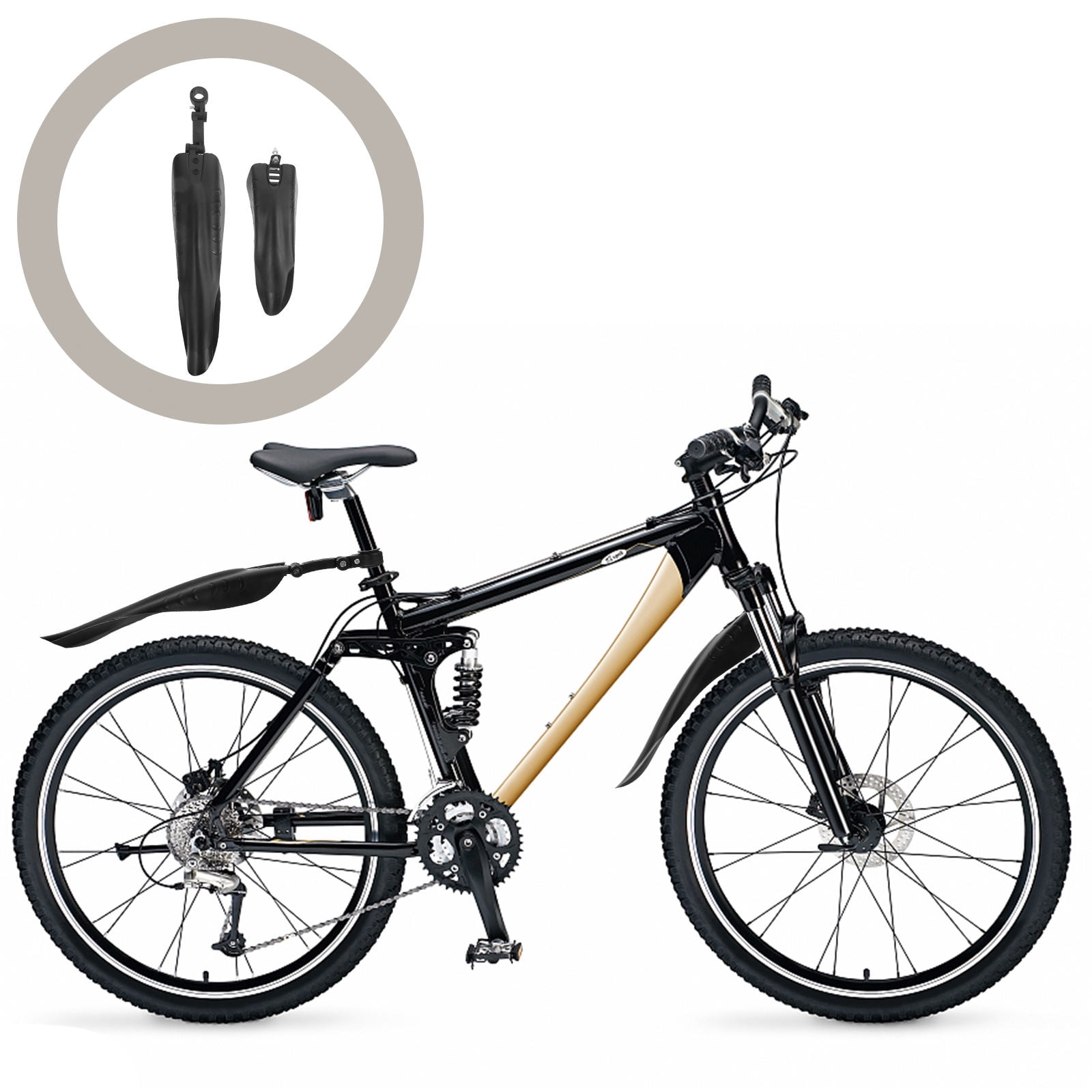 GOOHOCHY Mountain Bike Mudflaps Black Quick Release Prevent Mud and Rain 1 Set