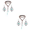 thumbnail image 2 of mmirethe Dangle Earring Long Pattern Hanging Pendant Popular Accessories Bohemian Necklace Anniversary Gift Decorations Neck Chain Necklace Earring Set 2Set, 2 of 6