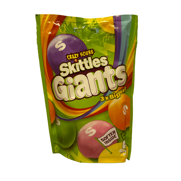 Skittles Crazy Sours Giants Candy Bag 132G - U.K Edition