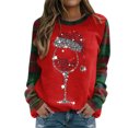 thumbnail image 1 of Chandail en Molleton de Noël pour Femmes 2023 Mode Décontractée Manches Longues Col Rond Imprimé à Carreaux Chandail en Molleton Dames Hauts Blouse en Liquidation, 1 of 4