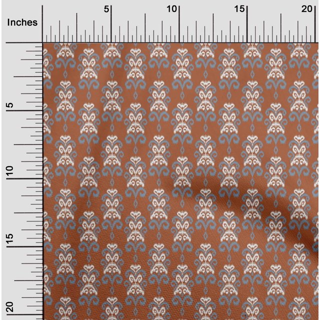 oneOone Georgette Viscose Fabric Damask Ikat Print Fabric By Yard 42 Inch Wide