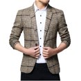 thumbnail image 1 of XZNGL Mens Suit Jacket Fine Check Woolen Mens Slim and Handsome Suit Top, 1 of 5