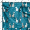 thumbnail image 2 of Soimoi Satin Lourd Bleu Tissu Imprimé Trèfle Chat Animal 1 Yard 56 Pouces de Large, 2 of 6