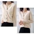 thumbnail image 5 of Hontri Cardigans pour Femmes Légers Offres à Moins de 15 $, Cardigan Basique pour Femmes à Col Rond, Manches Longues, Boutonné, Manteau Court en Molleton à Col Rond pour Femmes Beige m, 5 of 5
