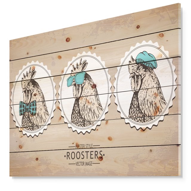 Design Art - Coq vintage Dessiné à la Main style hipster