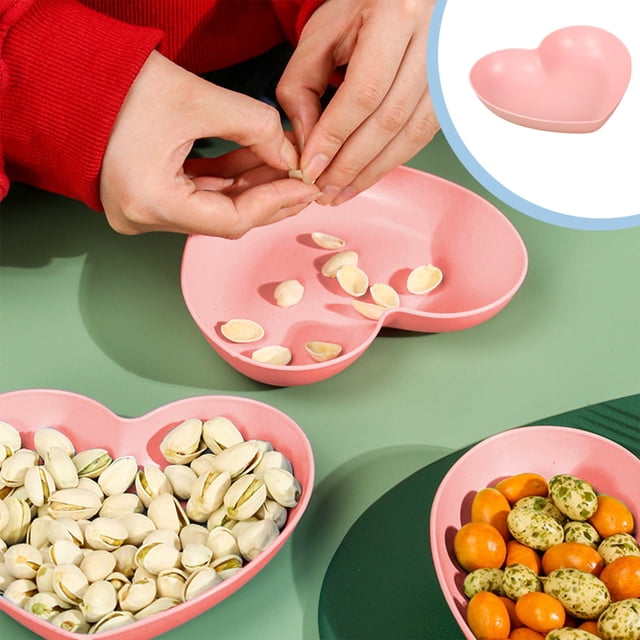 Birdeem Plastic Plates Reusable,Heart Plates W 5.91Inch X L 5.51Inch Impregnable Dinner Plates Dishwasher Microwave Safe Plastic Plates Reusable Lightweight Plates for Kitchen or Camping