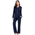 thumbnail image 2 of Pyjama pour Femmes, Ensemble de Pyjama Doux pour Femmes, Pyjama en Modal à Manches Longues pour Femmes, Tenue de Nuit Boutonnée, Pyjama de Détente, 2 of 6