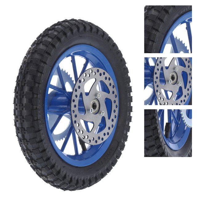 Dirt Bike Rear Wheel, 12.5x2.75inch Rear Wheel Rim Tire, Anti Skid Rubber Steel Alloy Rear Wheel Assembly Replacement for 47cc 49cc 2 Stroke Dirt Bike, Mini Bike Back Wheel