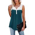thumbnail image 2 of Jupe Plissée Sans Manches Patchwork Col Rond Blouse, 2 of 9