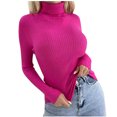 thumbnail image 1 of Dagegui Chandails à Col Roulé pour Femmes Tricot Côtelé Manches Longues Chandail Extensible Ajusté Automne Hauts Rose Vif,m, 1 of 5