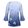 thumbnail image 5 of CEHVOM T-shirts Plissés Basiques à Manches 3/4 Trompette Imprimée Boutonnée pour Femmes en Solde, 5 of 5