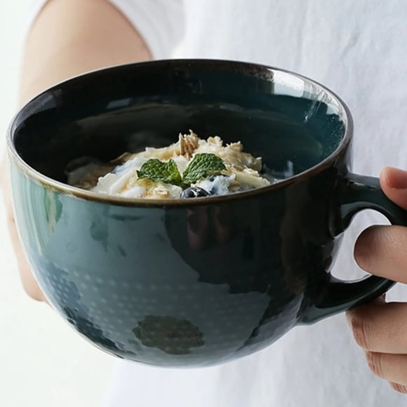 Large Coffee Cup Ceramic Soup Coffee Mug with Handles 14 Ounce Oversized Soup Mugs Bowl Porcelain Coffee Tea Cup Cereal Bowls Soups Ramen Salad Bowl Coffee Cappuccino Cups Large Soup Bowl